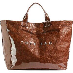 Women's PVC Tote Shoulder Handbags Fall Fashion Kraft Paper COFFEE Tote Bag